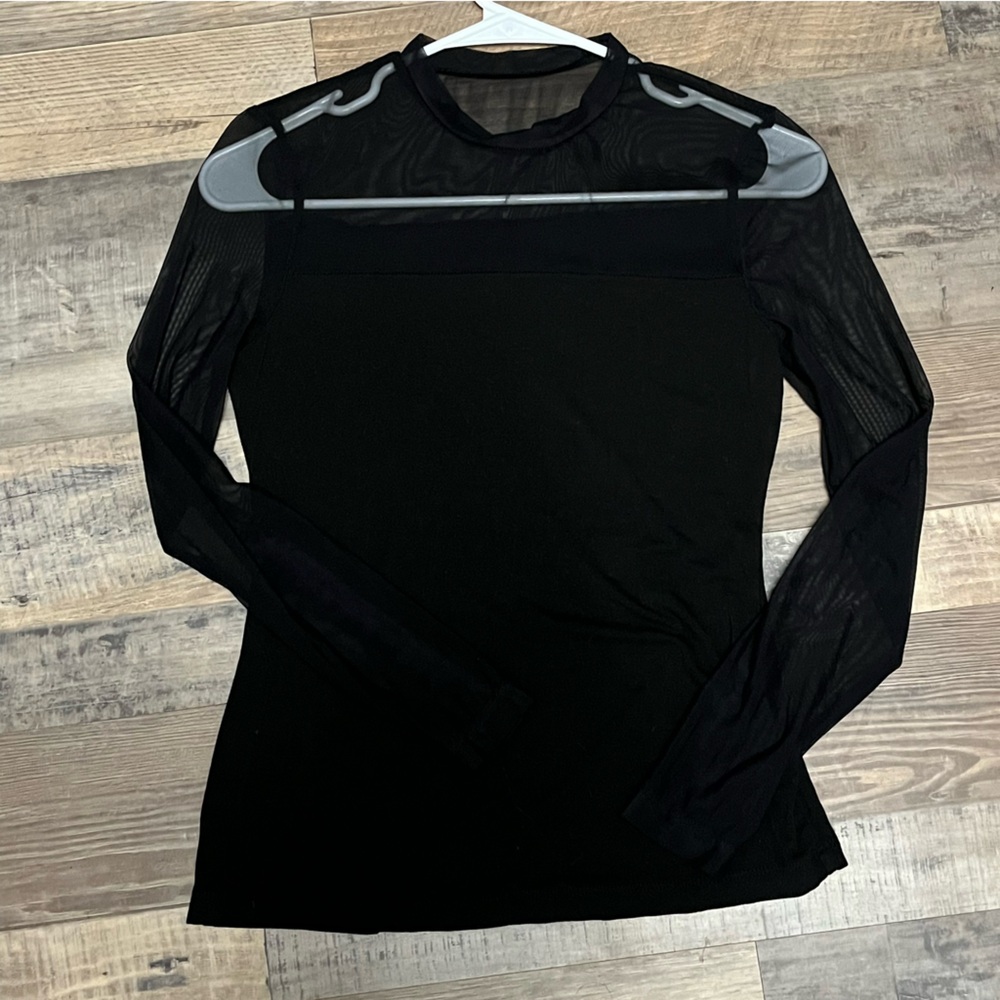Black Sheer Long Sleeve Top